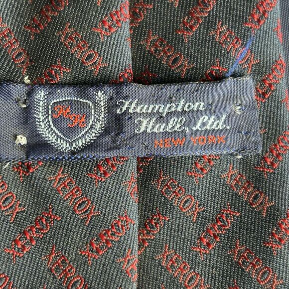 Vintage Hampton Hall Ltd New York Xerox advert Polyester Necktie - Dark Navy/Red - Picture 3 of 4